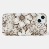 ヴィンテージ フローラル セピア柄 (5) iPhoneケース (裏面横)