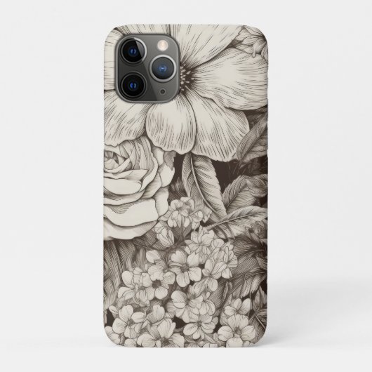 ヴィンテージ フローラル セピア柄 Case-Mate iPhoneケース (裏)