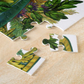 ヴィンテージ フローラル ピンクのバラ 花瓶の花 ジグソーパズル (側面)