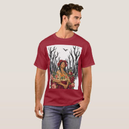 ヴィンテージ フローラル フォークアート 女性 イラスト Tシャツ
