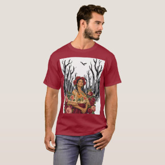 ヴィンテージ フローラル フォークアート 女性 イラスト Tシャツ