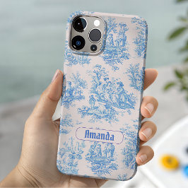 ヴィンテージ フローラル ブルー ターコイズ トワル・ド・ジュイ モノグラム Case-Mate iPhone 14ケース