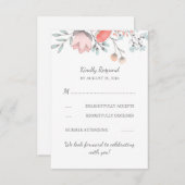 ヴィンテージ フローラル ブーケ ウェディング RSVP カード (正面/裏面)