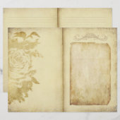 ヴィンテージ フローラル ラスティック パーチメント ジャーナル ページ (正面/裏面)