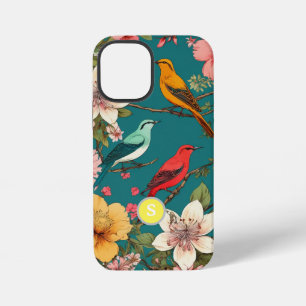 ヴィンテージ フローラル 鳥 植物 モノグラム iPhone 12 MINIケース