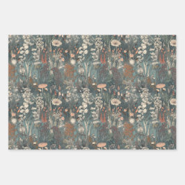 ヴィンテージ,フローラ，柔らかい色，野花のフィールド ラッピングペーパーシート