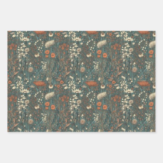 ヴィンテージ,フローラ,柔らかい色,野花のフィールド ラッピングペーパーシート (正面)