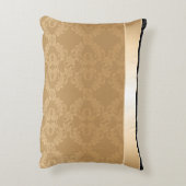 ヴィンテージ,フローラ,金ゴールド，ダマスク，黒，リボン，パターン， アクセントクッション (裏面(縦))