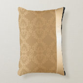 ヴィンテージ,フローラ,金ゴールド，ダマスク，黒，リボン，パターン， アクセントクッション (正面(垂直))
