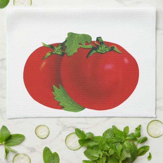 ヴィンテージ フーズ オーガニック レッド ライプ ヘリルーム トマト キッチンタオル (折り畳み)