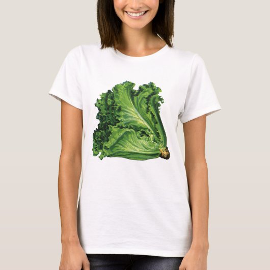 ヴィンテージ フード グリーンリーフレタス 野菜 Tシャツ (正面)