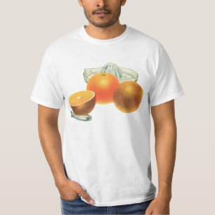 ヴィンテージ フード フルーツ、熟したオレンジジューサー朝食 Tシャツ