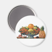 ヴィンテージ フード、ボウルに入った各種の果物 マグネット (正面/裏面)