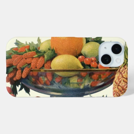 ヴィンテージ フード、ボウルに入った各種の果物 Case-Mate iPhoneケース (裏面 (横))