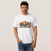 ヴィンテージ フード、ボウルに入った各種の果物 Tシャツ (正面フル)