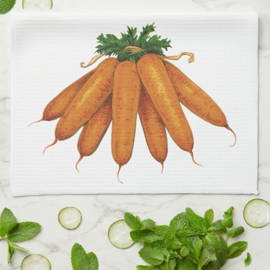 ヴィンテージ フード, 有機にんじんの束 野菜 キッチンタオル (折り畳み)