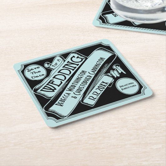 ヴィンテージ・ブクラシックラックが日付を保存 スクエアペーパーコースター (アングル)