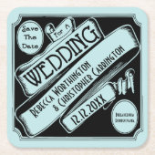 ヴィンテージ・ブクラシックラックが日付を保存 スクエアペーパーコースター (正面)