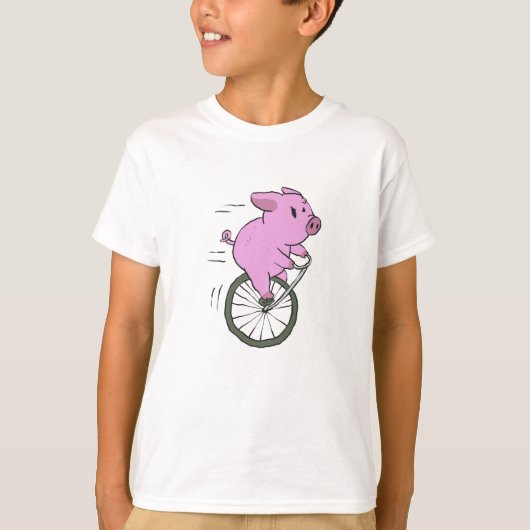 ヴィンテージ·ブタ·オン·モノサイクル|背景色を選択 Tシャツ (正面)