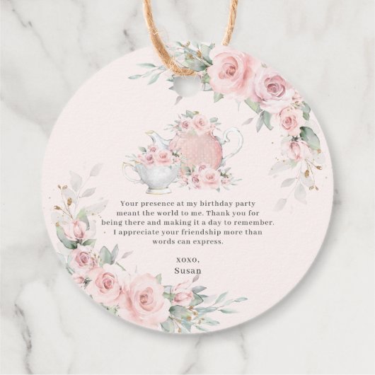 ヴィンテージ ブッシュ フローラル ハイティーパーティー 誕生日パーティー フェイバータグ (裏面)