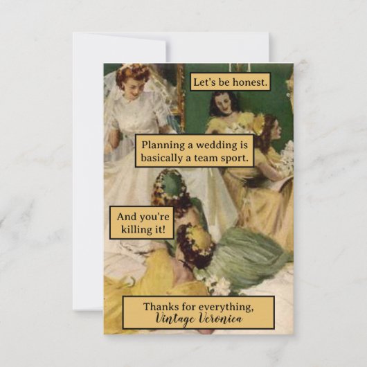 ヴィンテージ ブライズメイド パーソナライズ サンクス ギフト サンキューカード (正面)