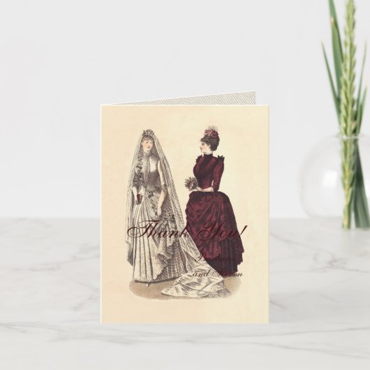 ヴィンテージ ブライダル ウェディング ウーマン サンキューカード (正面)