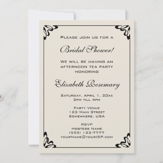 ヴィンテージ ブライダル シャワー ヴィンテージ イエロー フラワー フローラル 招待状 (正面)