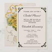 ヴィンテージ ブライダル シャワー ヴィンテージ イエロー フラワー フローラル 招待状 (正面/裏面)