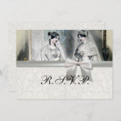 ヴィンテージ ブライダル 花嫁 アンティーク ホワイト ウェディング 招待状 (正面/裏面)