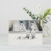 ヴィンテージ ブライダル 花嫁 アンティーク ホワイト ウェディング 招待状 (スタンド正面)