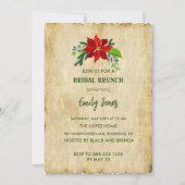  ヴィンテージ ブラウンの赤いポインセチア, ブライダル ブランチ 招待状 (正面)