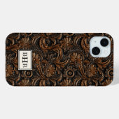 ヴィンテージ ブラウン調革モノグラム Case-Mate iPhoneケース (裏面 (横))