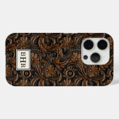 ヴィンテージ ブラウン調革モノグラム Case-Mate iPhoneケース (裏面 (横))