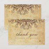ヴィンテージ ブラウン ウェディング サンクス カード (正面/裏面)