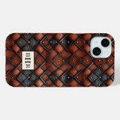 ヴィンテージ ブラウン ダイヤモンド レザー モノグラム Case-Mate iPhoneケース (裏面 (横))