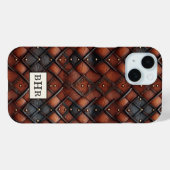 ヴィンテージ ブラウン ダイヤモンド レザー モノグラム Case-Mate iPhoneケース (裏面 (横))