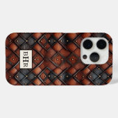 ヴィンテージ ブラウン ダイヤモンド レザー モノグラム Case-Mate iPhoneケース (裏面 (横))