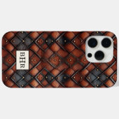 ヴィンテージ ブラウン ダイヤモンド レザー モノグラム Case-Mate iPhoneケース (裏面 (横))