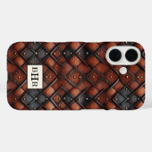 ヴィンテージ ブラウン ダイヤモンド レザー モノグラム Case-Mate iPhoneケース (裏面 (横))