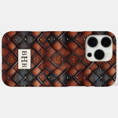 ヴィンテージ ブラウン ダイヤモンド レザー モノグラム Case-Mate iPhoneケース (裏面 (横))