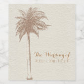 ヴィンテージ ブラウン パーム ツリー ビーチ カスタム ウェディング ワイン ワインラベル (シングルラベル)