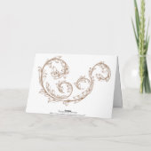 ヴィンテージ ブラウン ベージュ スクロール リーフ サンクス グリーティング サンキューカード (裏面)