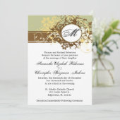 ヴィンテージ·ブラウン·モノエレガントグラム·ウェディング·インベイト 招待状 (スタンド正面)
