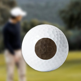 ヴィンテージ ブラウン レザー風 イニシャルモノグラム ゴルフボール