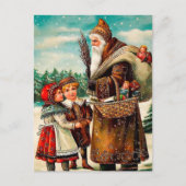 ヴィンテージ・ブラウン・ローブ・怒サンタ・クリスマス ポストカード (正面)
