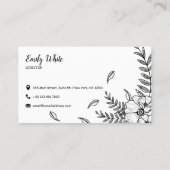 ヴィンテージ·ブラエレガントック·アンド·ホワイト·フローラ·エピユニークック 名刺 (裏面)