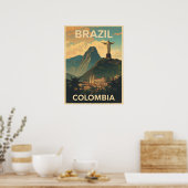 ヴィンテージ ブラジル コロンビア 旅行 リトロ 南米 ポスター (キッチン)