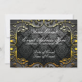ヴィンテージ·ブラックの金ゴールドの招待 招待状 (裏面)