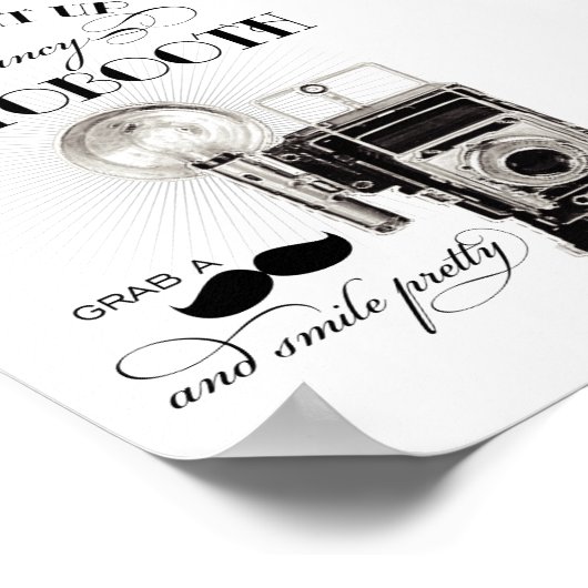 ヴィンテージ ブラックアンドホワイト ウェディング フォトブース ポスター (角)