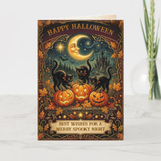 ヴィンテージ ブラックキャット アンティーク レトロ ハロウィン カード